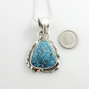 Unique Handmade Sterling Silver Spiderweb Blue Turquoise Pendant - DeSantis