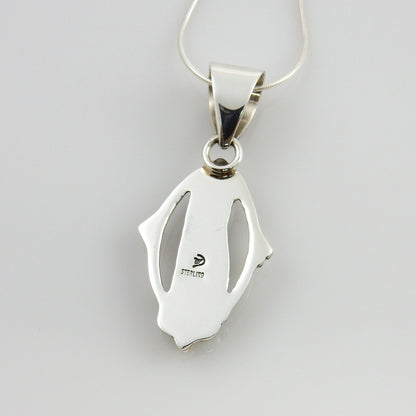 Unique One - of - a - kind Sterling Silver Italian Red Coral drop Bear Pendant w/ 18" snake chain - DeSantis