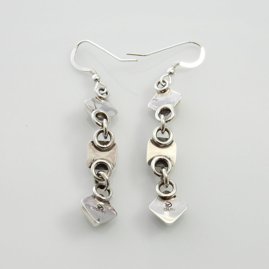 Unique Southwestern Silver Gaspeite Earrings, Sterling Silver Gaspeite Dangle Earrings, Handmade Gaspeite Earrings, Gaspeite Silver Earrings - DeSantis