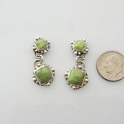 Unique Southwestern Silver Gaspeite Earrings, Sterling Silver Gaspeite Dangle Earrings, One of a Kind Gaspeite Earrings, Gaspeite Earrings - DeSantis