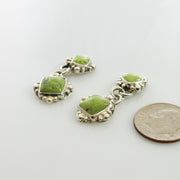 Unique Southwestern Silver Gaspeite Earrings, Sterling Silver Gaspeite Dangle Earrings, One of a Kind Gaspeite Earrings, Gaspeite Earrings - DeSantis