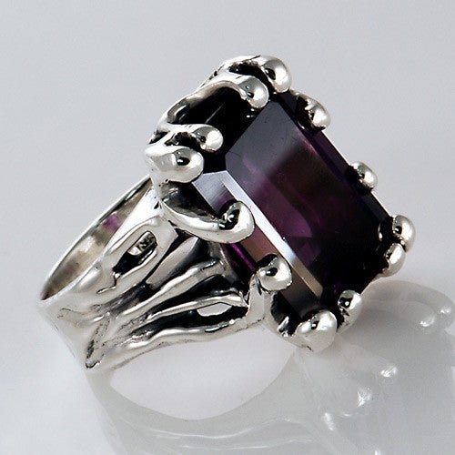 Unique Sterling Silver Amethyst Ring Size 7 - DeSantis