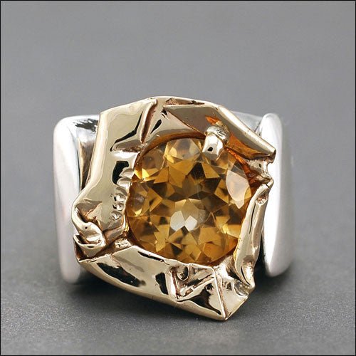 Unique Sterling Silver Gold Citrine Ring Size 8 - DeSantis