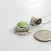 Unique Sterling Silver Green Gaspeite Pendant, One of a kind Silver Gaspeite Pendant, Sterling Silver Gaspeite Southwestern Drop Pendant - DeSantis