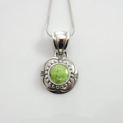 Unique Sterling Silver Green Gaspeite Pendant, One of a kind Silver Gaspeite Pendant, Sterling Silver Gaspeite Southwestern Drop Pendant - DeSantis