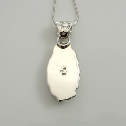Unique Sterling Silver Green Gaspeite Pendant, One of a kind Silver Gaspeite Pendant, Sterling Silver Gaspeite Southwestern Drop Pendant - DeSantis