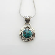 Unique Sterling Silver Spiderweb Turquoise Pendant, Handmade Silver Turquoise Drop Pendant, Spiderweb Turquoise Sterling Unique Pendant - DeSantis