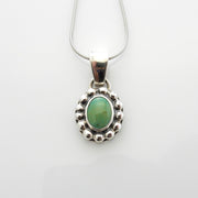 Unique Sterling Silver Tibetan Turquoise Pendant, Handmade Silver Green Turquoise Drop Pendant, Southwestern Silver Turquoise Pendant - DeSantis