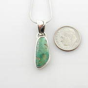 Unique sterling silver turquoise pendant, green turquoise pendant, unique silver turquoise pendant, handmade rosyton turquoise drop pendant - DeSantis