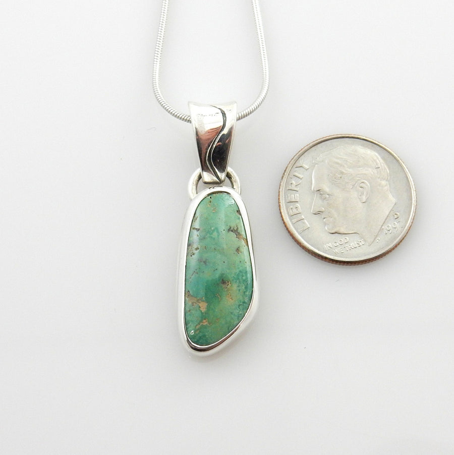 Unique sterling silver turquoise pendant, green turquoise pendant, unique silver turquoise pendant, handmade rosyton turquoise drop pendant - DeSantis