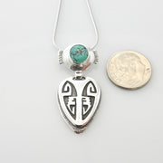 Unique Sterling Silver turquoise southwestern drop pendant, one of a kind handmade turquoise pendant, handmade natural turquoise pendant - DeSantis