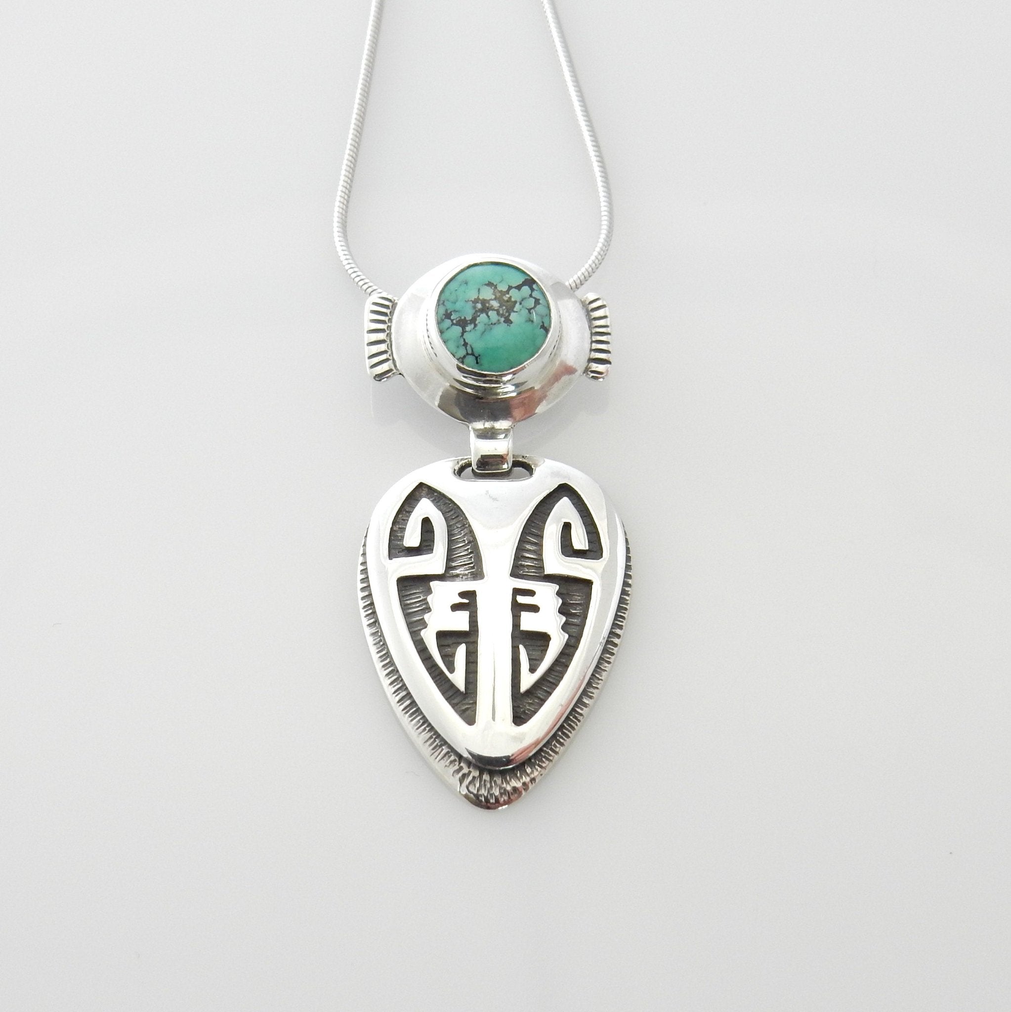 Unique Sterling Silver turquoise southwestern drop pendant, one of a kind handmade turquoise pendant, handmade natural turquoise pendant - DeSantis