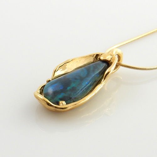 Yellow 14kt Gold Natural Opal Drop Pendant - DeSantis