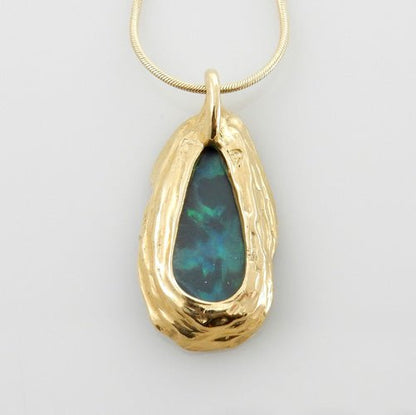 Yellow 14kt Gold Natural Opal Drop Pendant - DeSantis