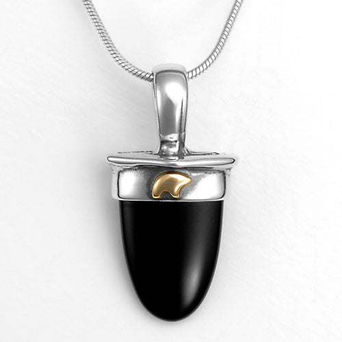 Sterling silver gold black onyx bear pendant