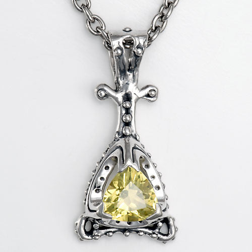 Handcrafted unique sterling silver citrine pendant
