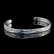 Handcrafted sterling silver love cuff bracelet