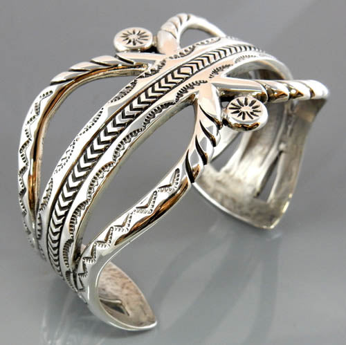 Sterling Silver Southwestern Stamped Cuff Bracelet