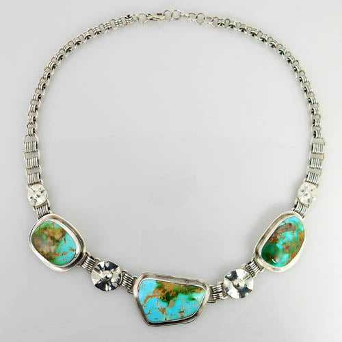 Handmade Adjustable Sterling Silver Carico Lake Turquoise Necklace