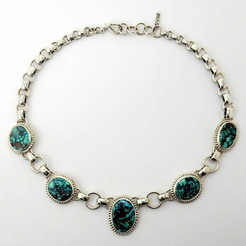 Handmade Adjustable Sterling Silver Tibetan Turquoise Necklace