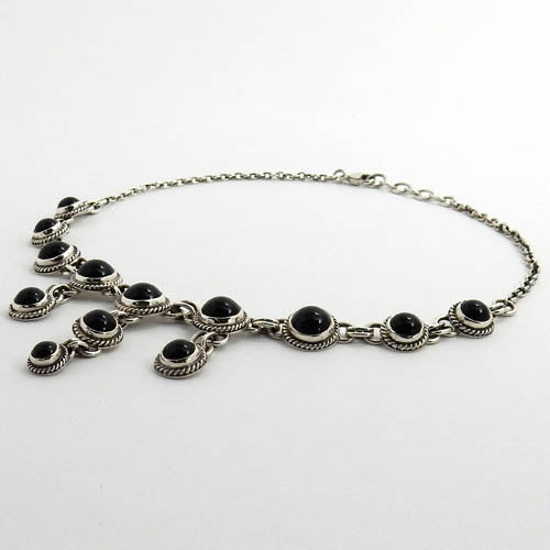 Handmade Adjustable Sterling Silver Black Onyx Necklace