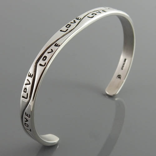 Handcrafted Sterling Silver Love Cuff Bracelet