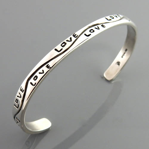 Handcrafted Sterling Silver Love Cuff Bracelet