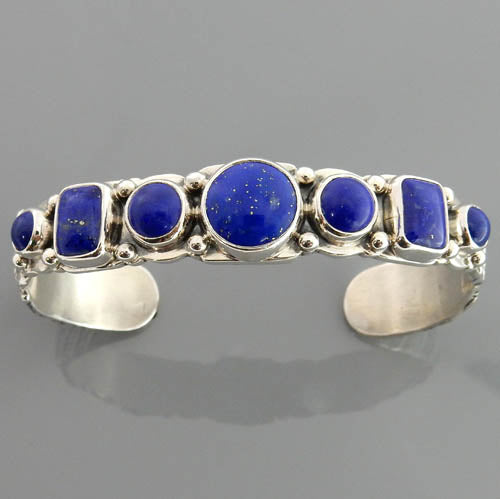 Natural Blue Lapis Lazuli Sterling Silver Cuff Bracelet