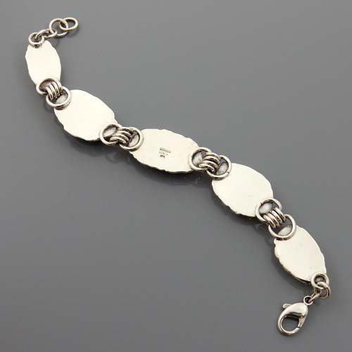 Handmade Adjustable Sterling Silver Tibetan Turquoise Link Bracelet