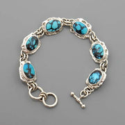 Handmade Adjustable Sterling Silver Blue Turquoise Link Bracelet