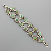 Adjustable Handmade Sterling Silver Genuine Turquoise Link Bracelet