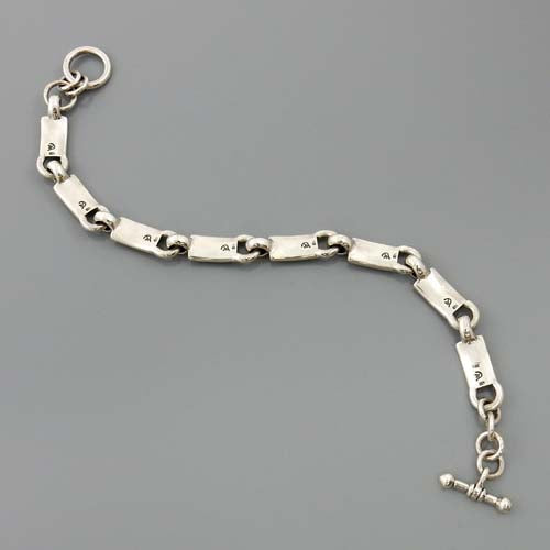 Two Toned Sterling Silver and 14kt Gold Link Bracelet