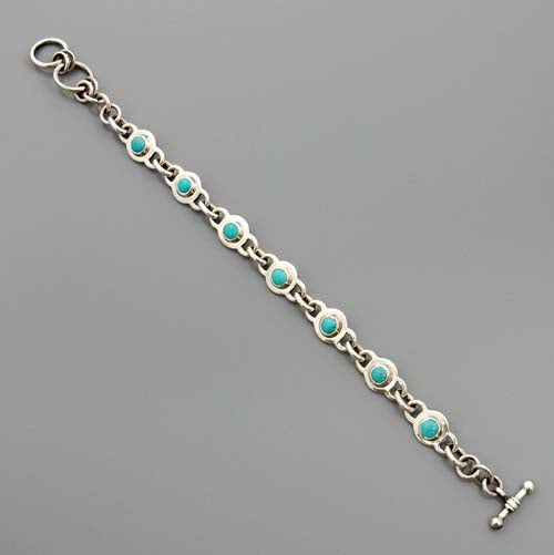 Handmade Adjustable Sterling Silver Turquoise Link Bracelet