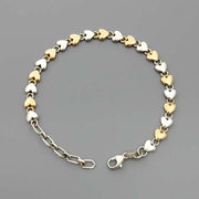 Handcrafted Adjustable Sterling Silver and 14kt Gold Heart Link Bracelet