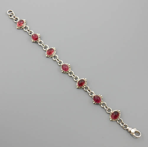Pink Tourmaline Sterling Silver Adjustable Link Bracelet