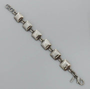 Adjustable Oxidized Sterling Silver Square Bubble Link Bracelet