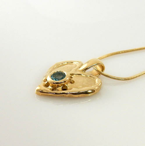 14kt Yellow Gold Blue Topaz Heart Pendant