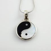 Black Onyx Mother of Pearl Silver Yin-Yang Pendant