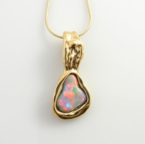 Unique 14kt Gold Rare Natural Opal Pendant