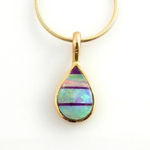 Buy 14kt Yellow Gold Opal and Sugilite Inlay Pendant