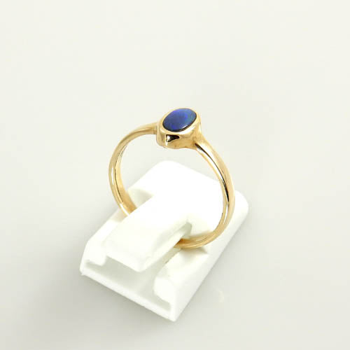 14kt Gold Australian Black Opal Inlay Ring Size 6