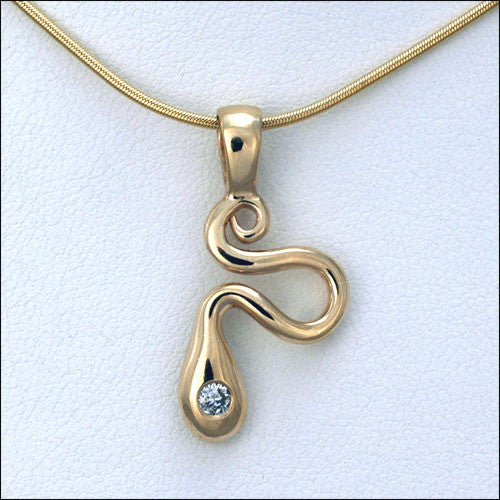 14kt gold diamond snake pendant