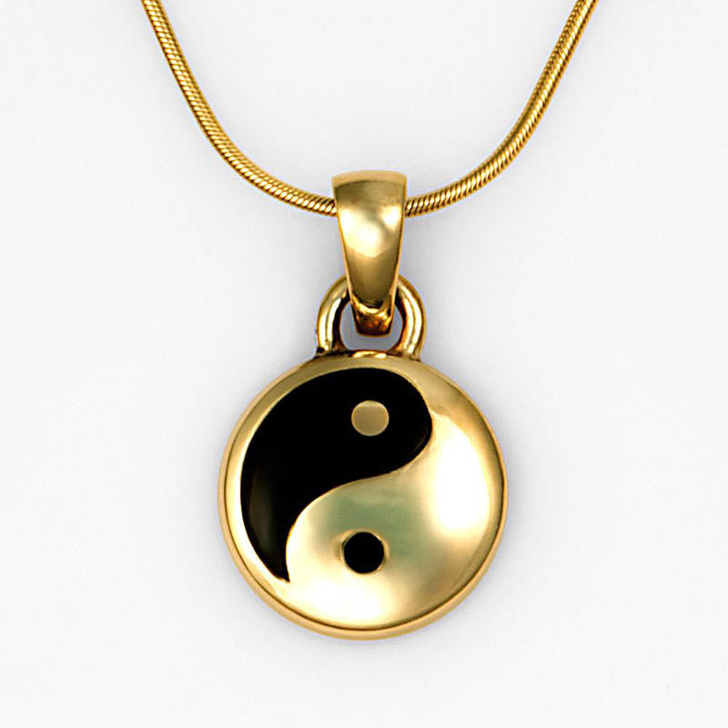 Black Onyx Mother of Pearl Gold Yin-Yang Pendant