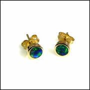 14kt Gold Natural Opal Stud Inlay Earrings