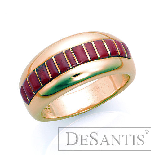 14kt gold coral inlay ring