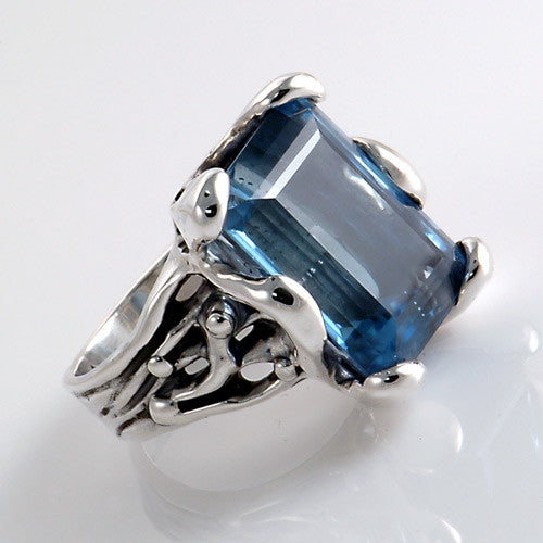 Blue topaz sterling silver handcrafted ring