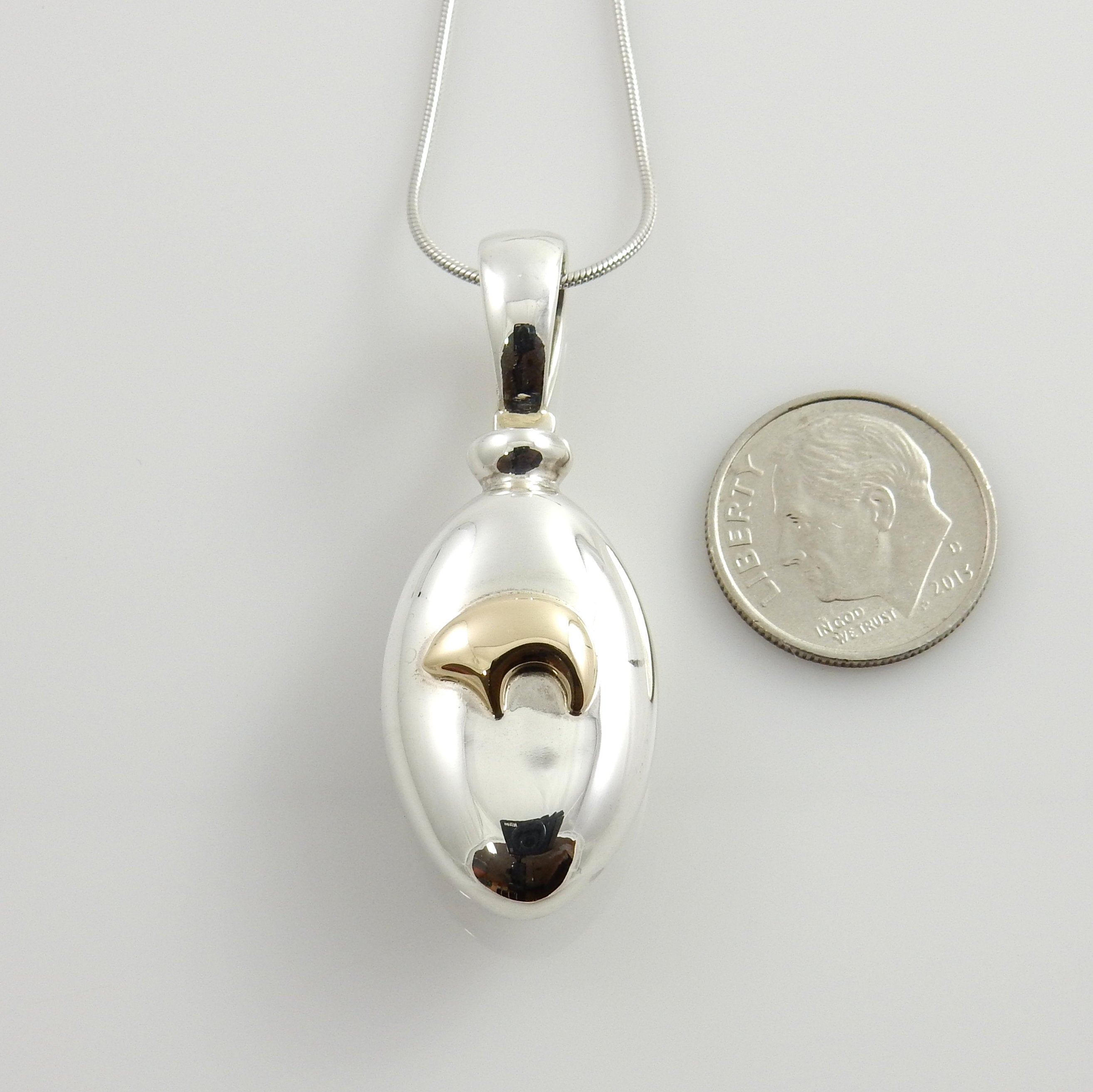 Sterling Silver Gold Bear Urn Pendant