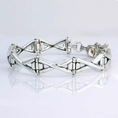 Nice Symmetric Sterling Silver Link Bracelet