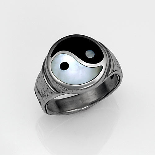 sterling silver yin yang inlay ring